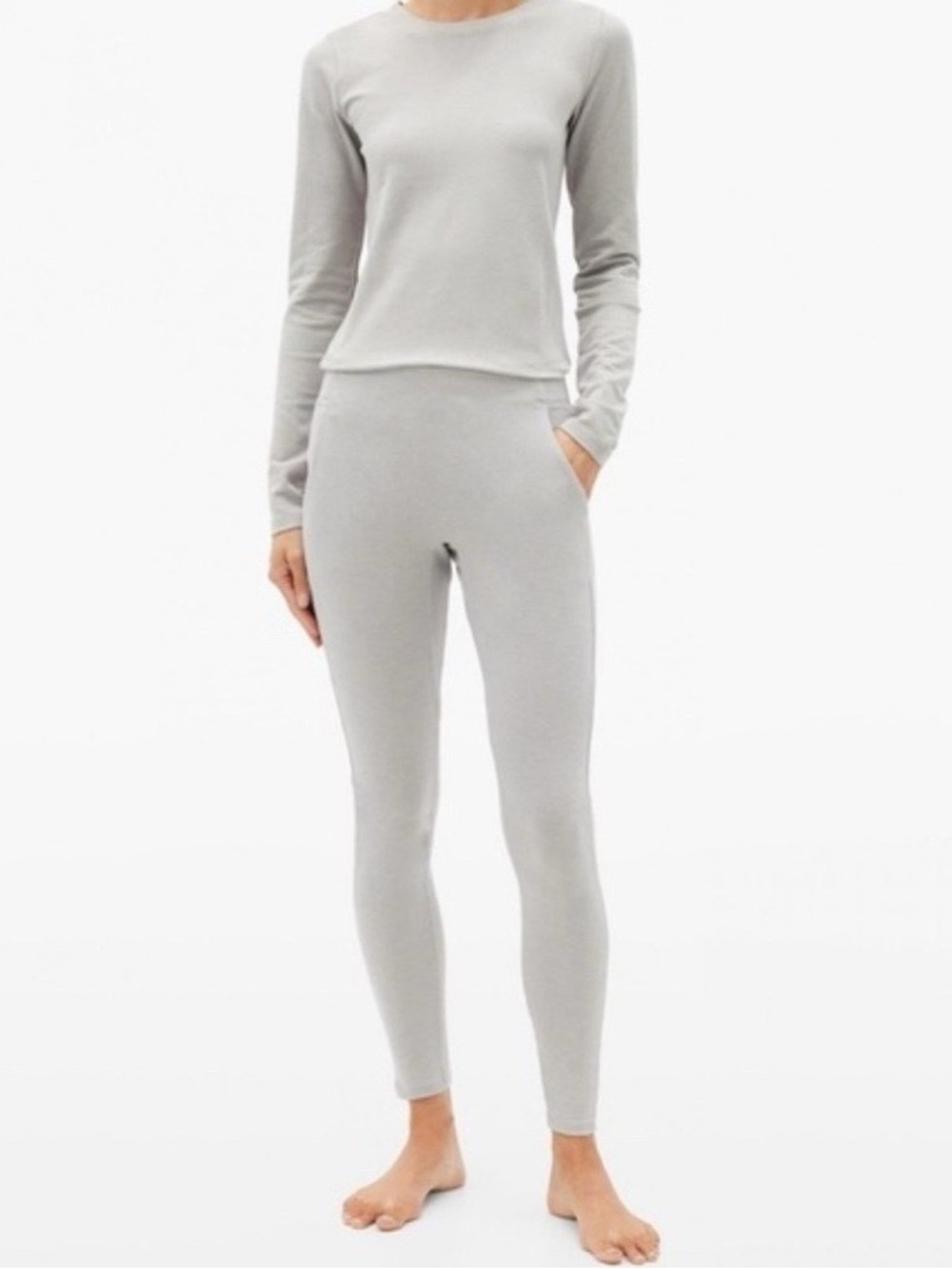Lunya Restore Pocket Leggings Moonstone Gray Size Large NWOT